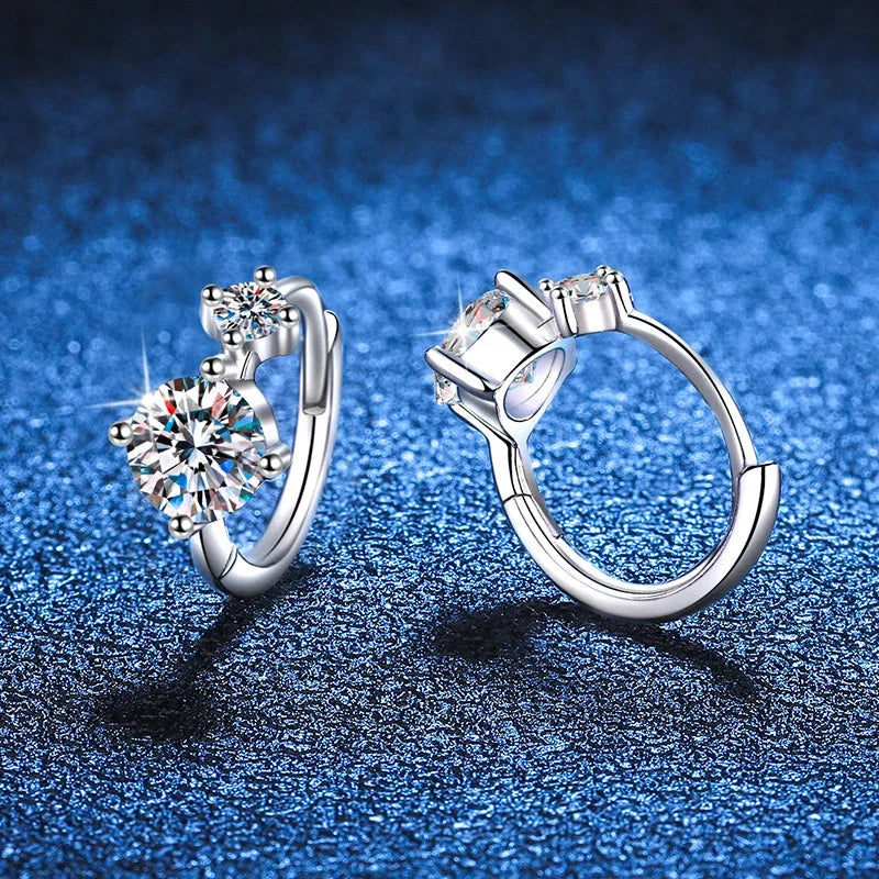 NeeTim Full Moissanite Hoop Earrings 925 Sterling Silver