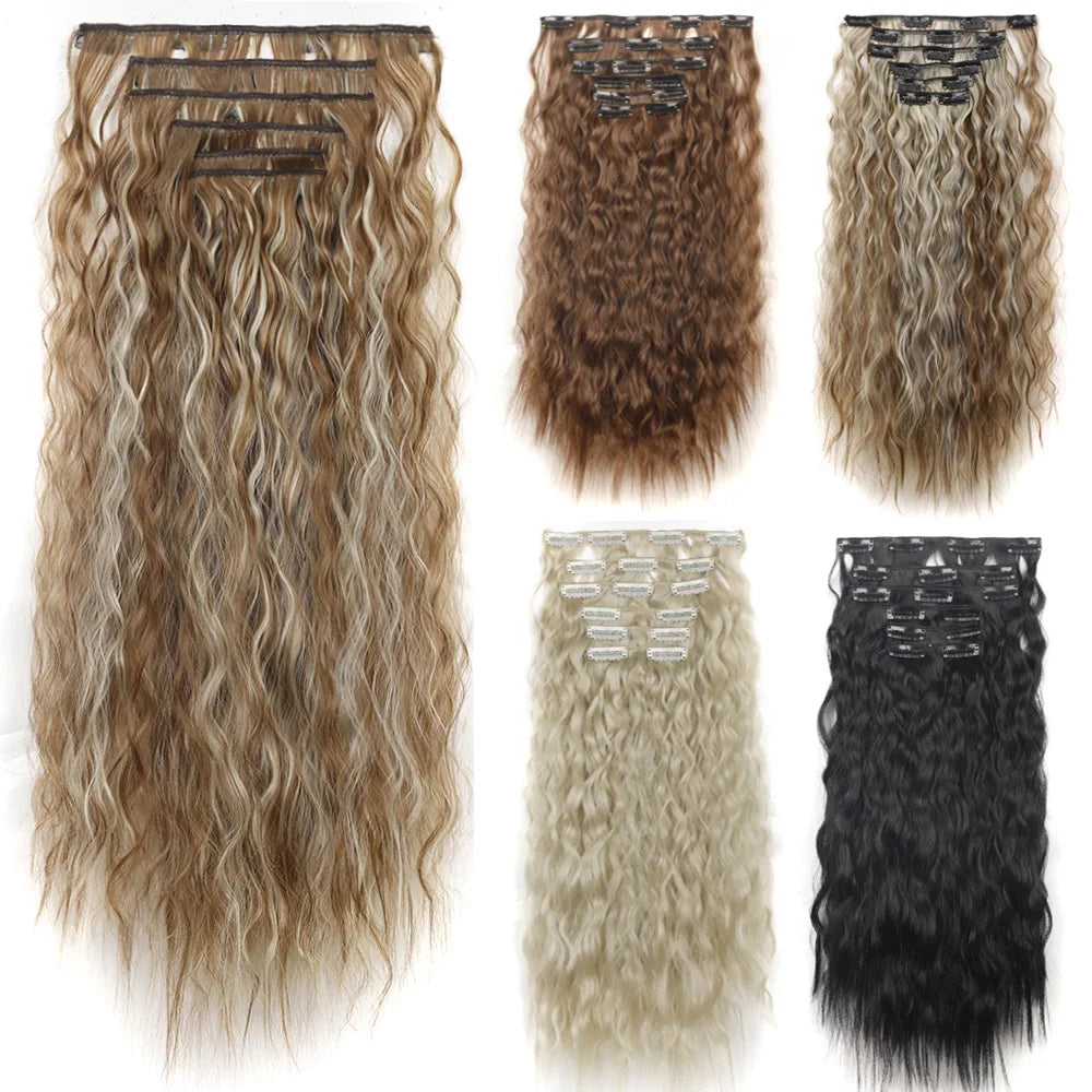 Long Curl Wave Clip In Hair Extensions 6Pcs/Set
