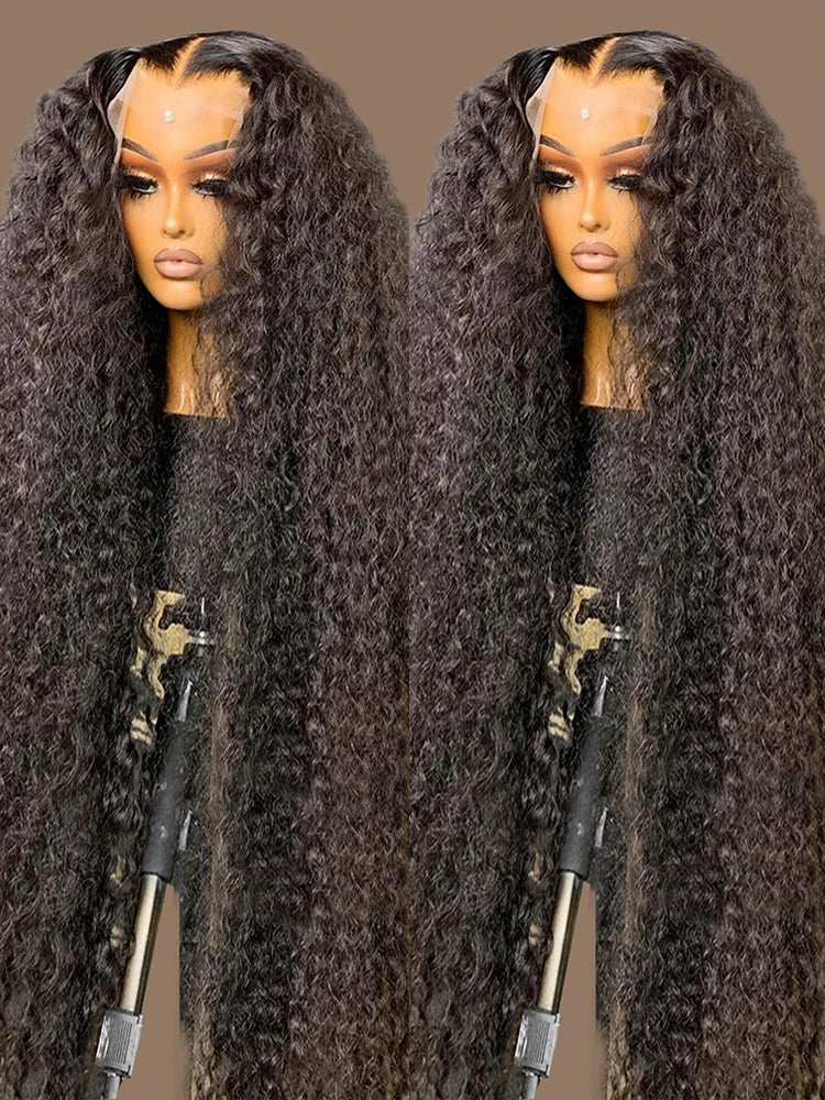 40 50 Inch Deep Wave Frontal Wig Transparent