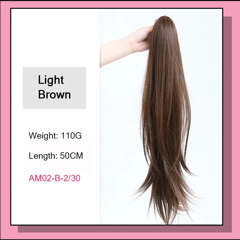 AS Long Wavy Straight Claw Clip On Ponytail