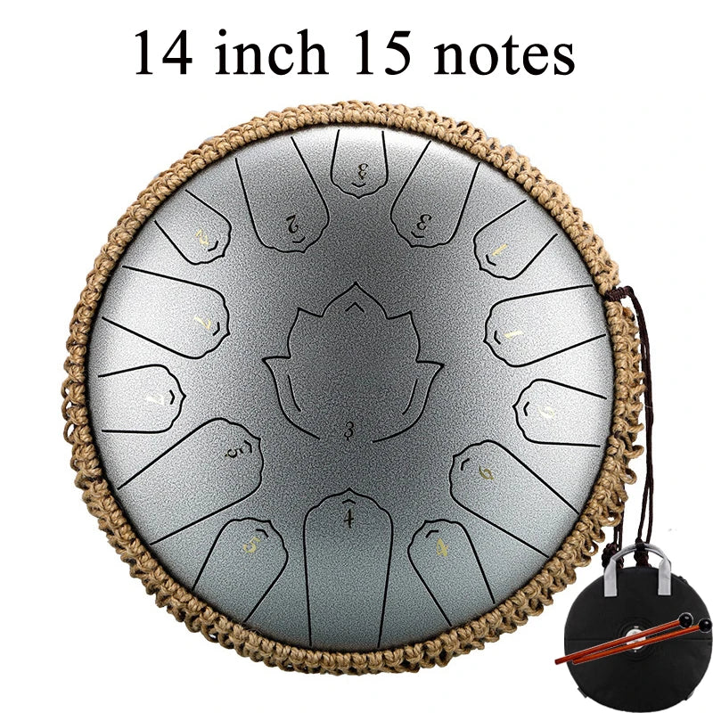 Hluru Glucophone Steel Tongue Drum 14 Inch 15