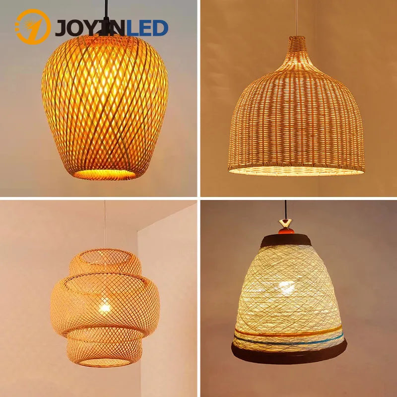 Classical Bamboo Weaving Chandelier Lamp Handmade Pendant Light