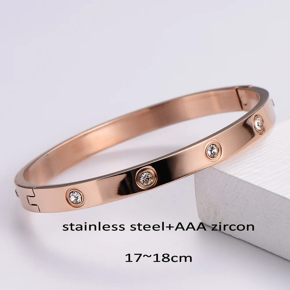 Waterproof Luxury Colorful Cubic Zirconia Bangles Stainless Steel