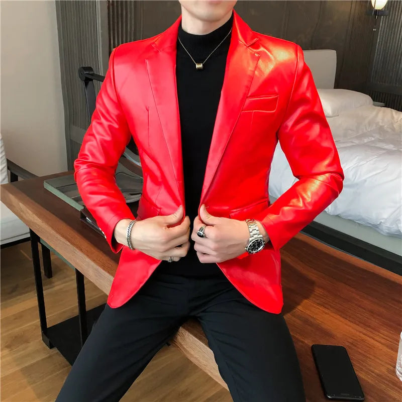 2022 Autumn Leather Jacket Men Slim fit Casual