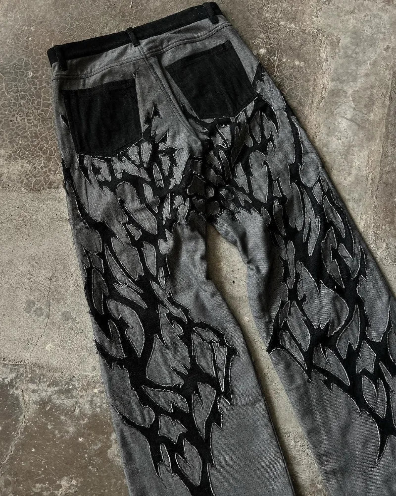 European and American Fashionable High-waisted Trousers Raw Edge