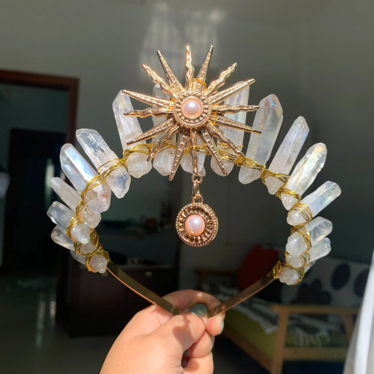 Raw crystal crown The sun goddess crystal Tiaras