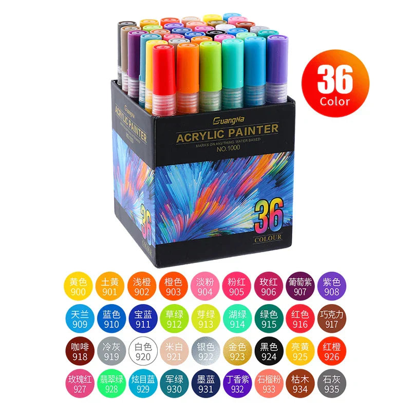 36 Colors Acrylic Paint Markers Pens Set for