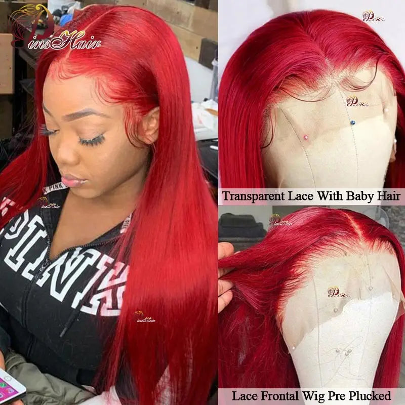 Hot Red Straight 13x6/13x4 Lace Front Wig Brazilian
