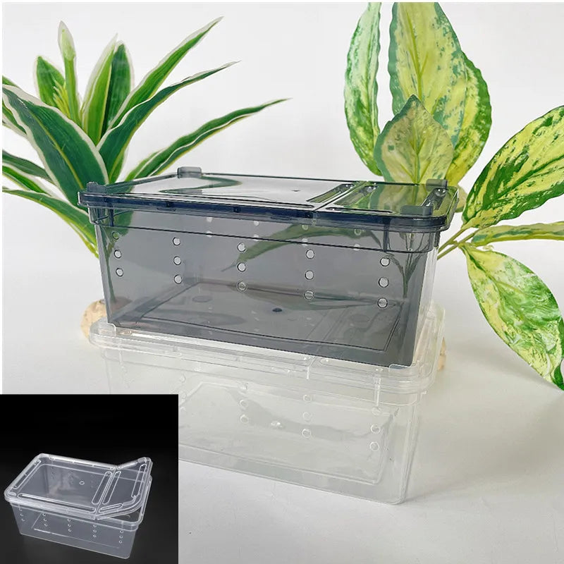 19cmx12.5cmx7.5cm Terrarium For Reptiles Spider Transparent Plastic Feeding