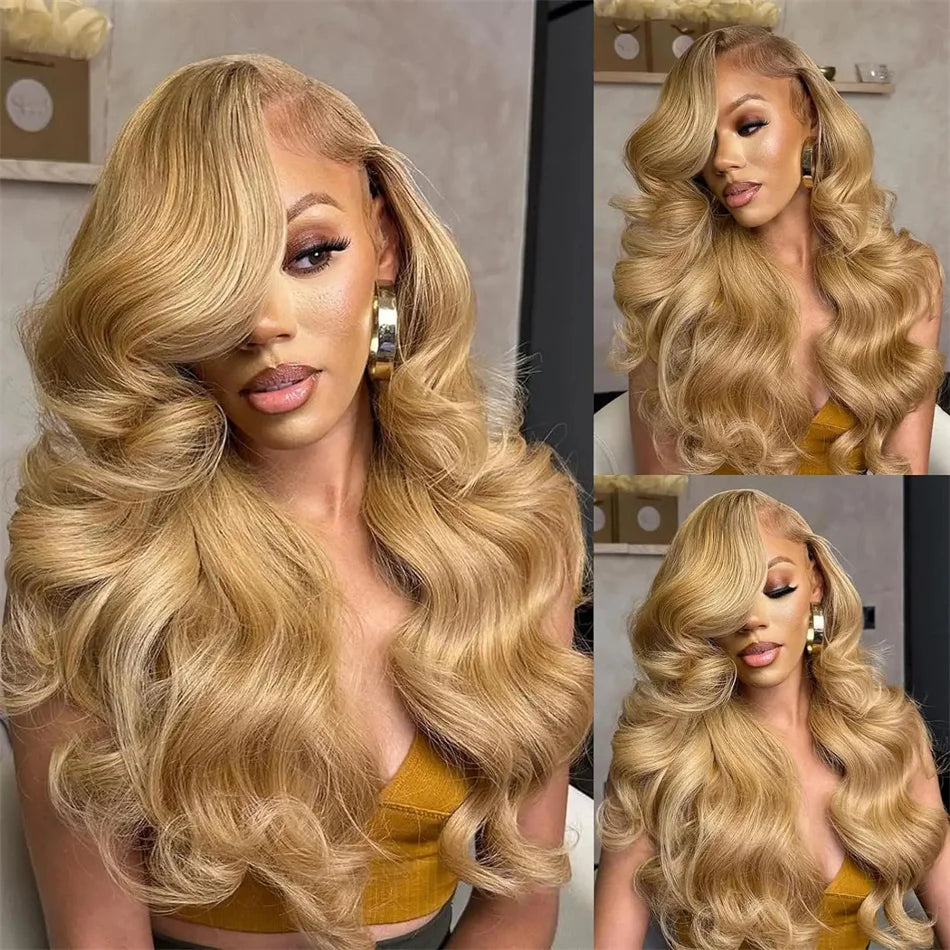 13x4 Transparent Honey Blonde Lace Front Wigs 27#