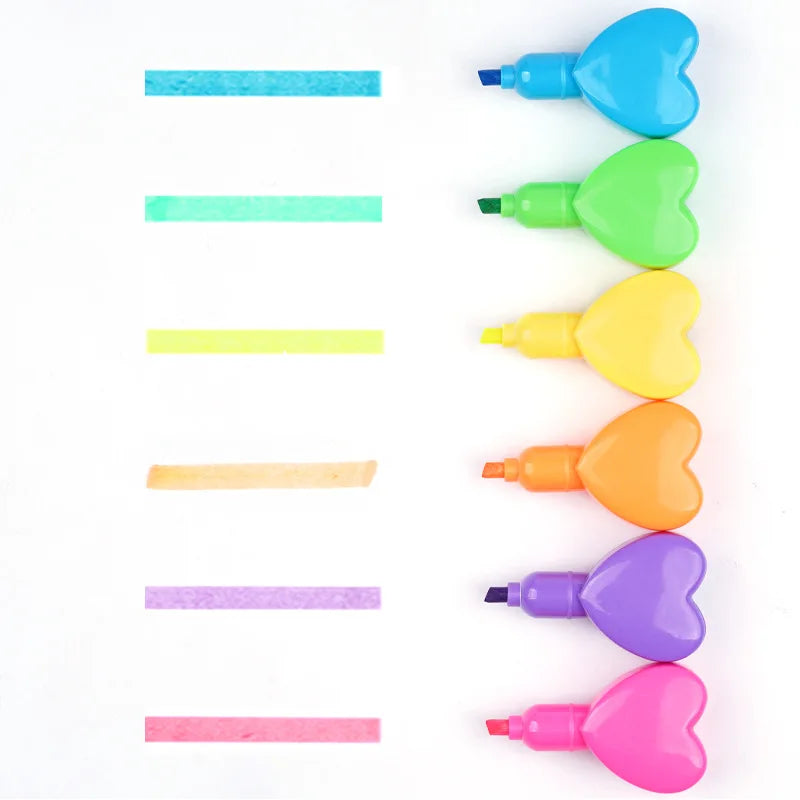 Cute Love Heart Bear Marker Pens Kawaii Fluorescent