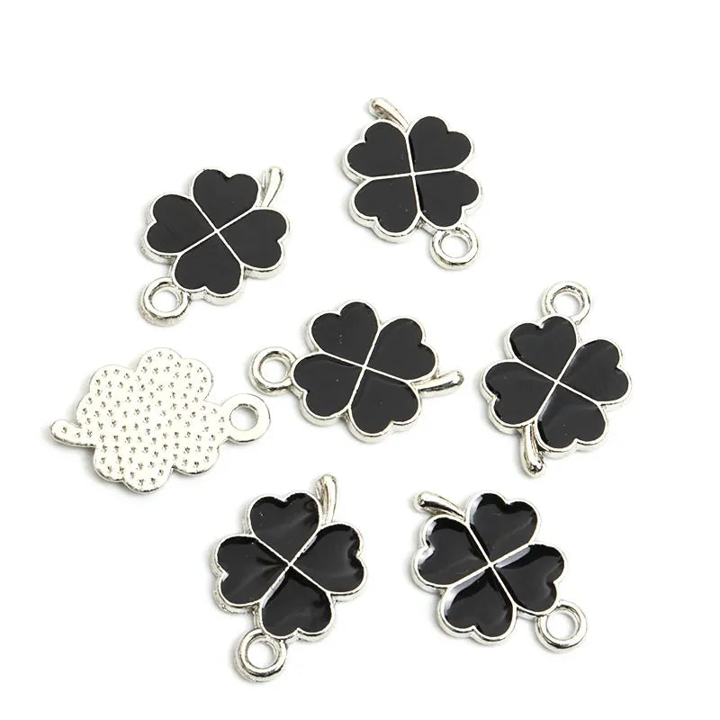 Dopamine Fourleaf Clover Enamel Charms 20pcs DIY Necklace