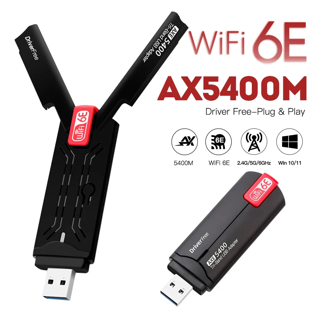 5400Mbps USB Wifi6E Adapter 2.4G&5G&6GHz USB 3.0 Wifi