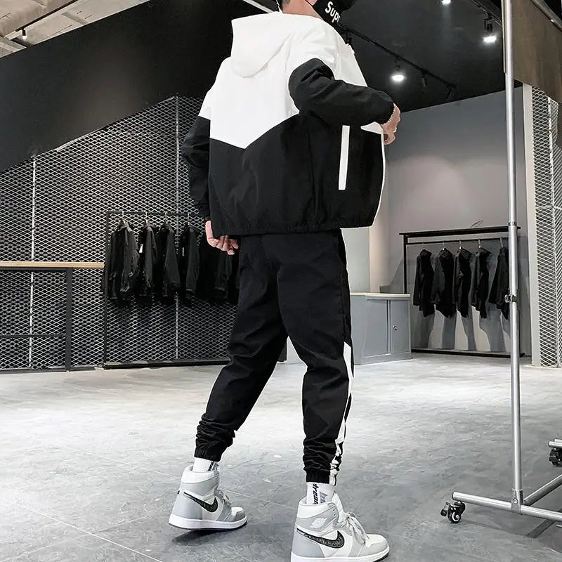 Men Tracksuit Casual Joggers Hooded Sportswear Jackets And