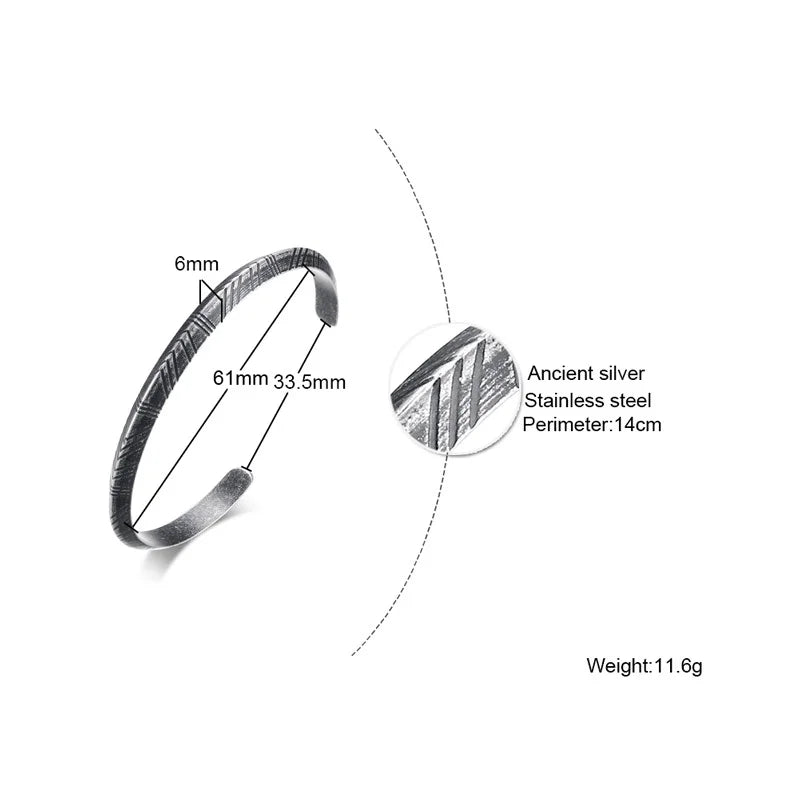 Men's Thin Bracelet,Stainless Steel Cuff Bangle Bracelet, Thin