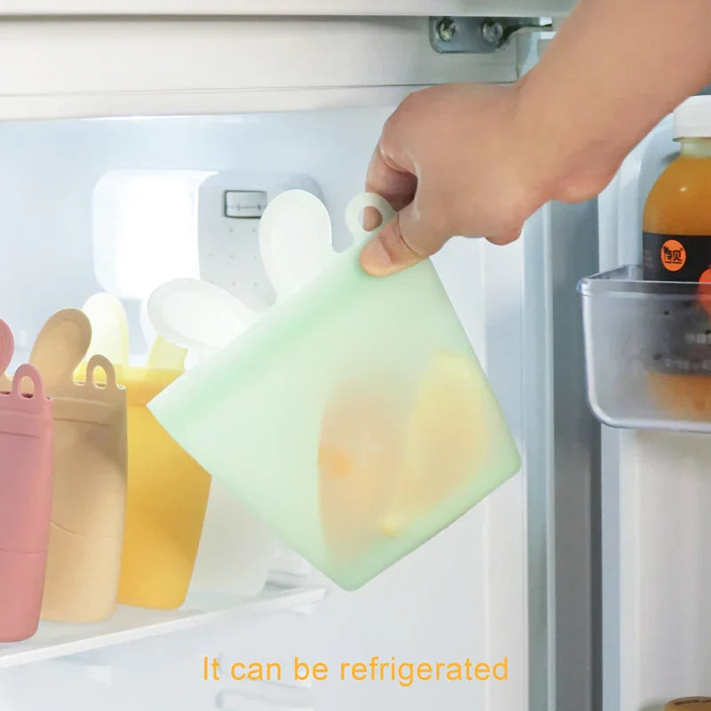 1PC Silicone Reusable Baby Feeding Snack Bags Leakproof