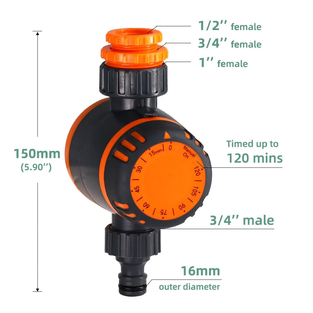 Garden Mechanical Timer 1-3 Outlet Tap Hose Sprinklers