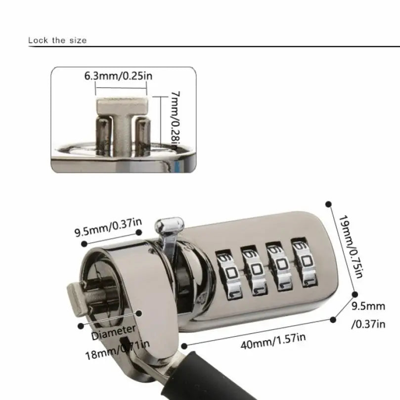 6 Foot Universal Computer Locking Cable Combination Laptop