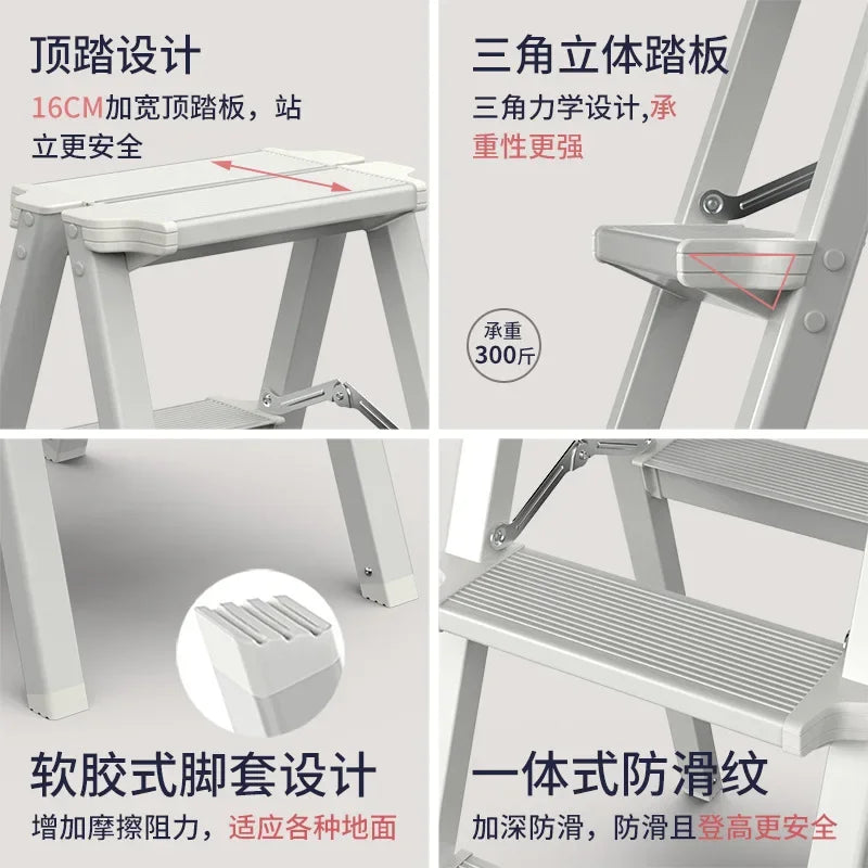 Multifunctional High Stools Kitchen Aluminum Alloy Herringbone Ladder