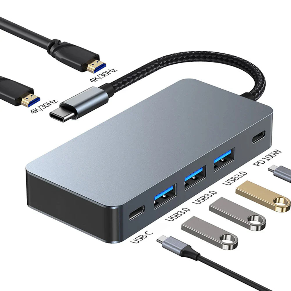 12-in-1 Type-C USB 3.2 Hub VGA Three Screen