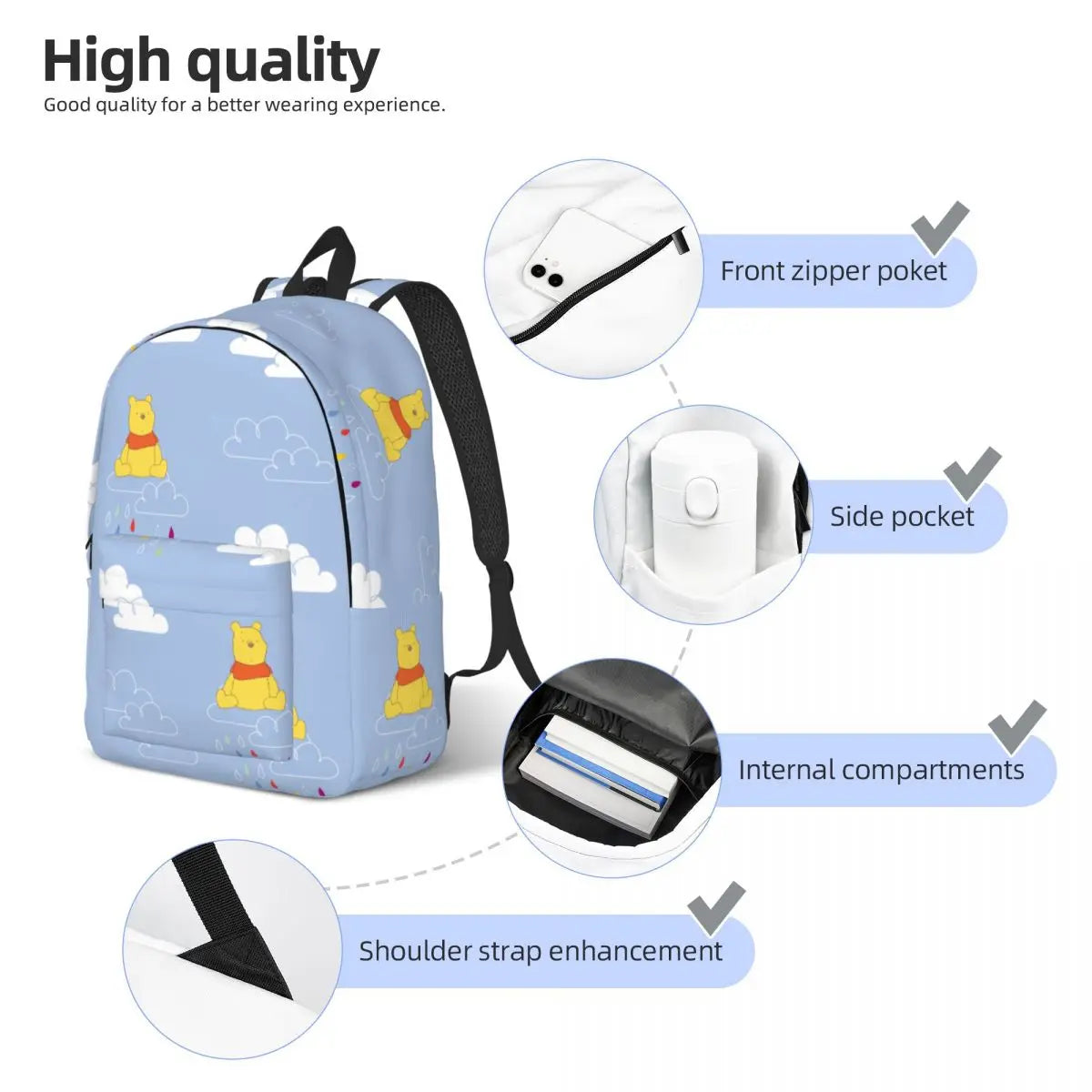 Winnie The Pooh Cloudy Raindrop Cool Backpack Sports