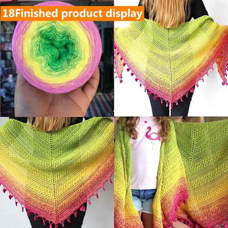 300g Cake Gradient Color Crocheted Shawl Blanket DIY