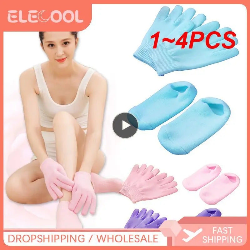 1~4PCS Reusable SPA Gel Socks Moisturizing Whitening Exfoliating