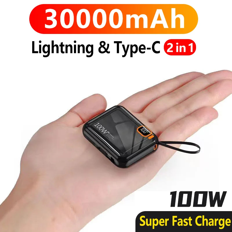 30000mah Portable Power Bank PD100W Detachable USB to