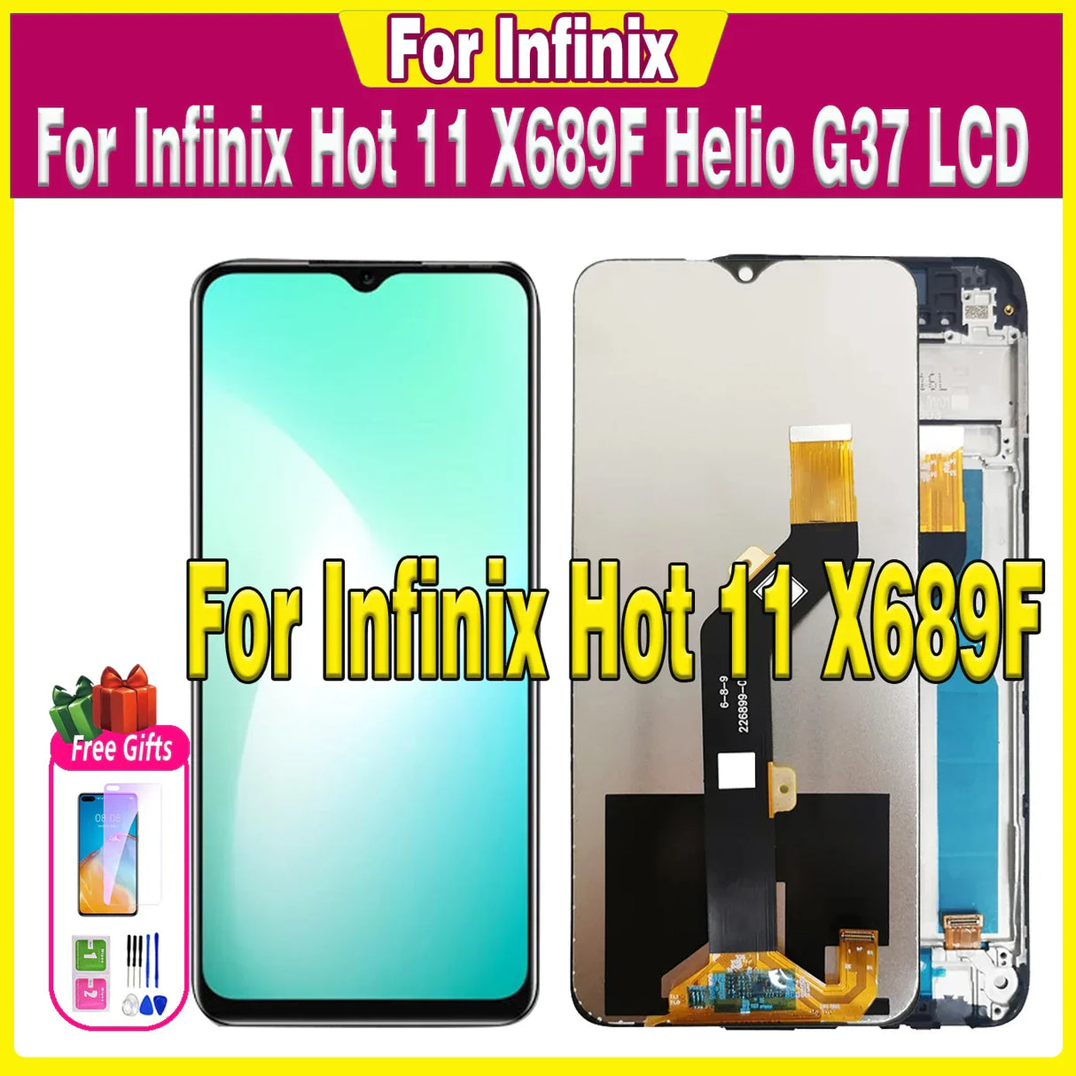 6.82" Display For Infinix Hot 11 X689F Helio