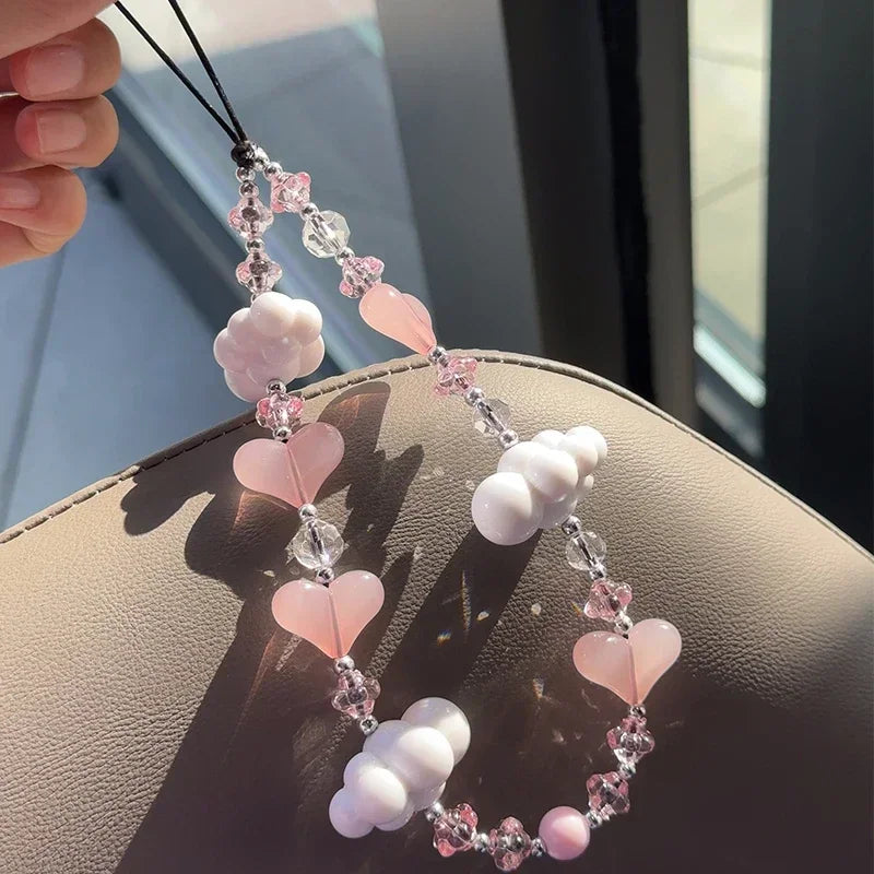 Colorful Crystal Cell Phone Charm Strap Acrylic Heart