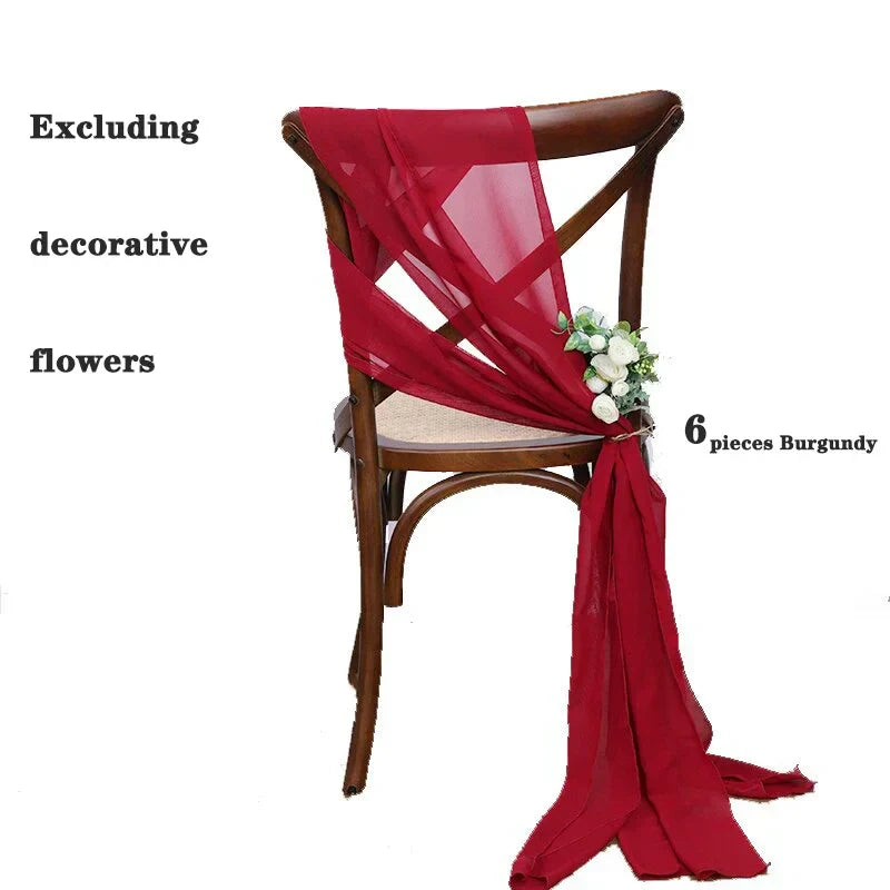 6PCS RUST Chiffon Chair Sashes 30 x 270cm