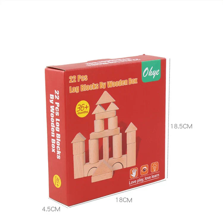 22pcs Building Blocks Beech Wooden Log Stacking Blocks