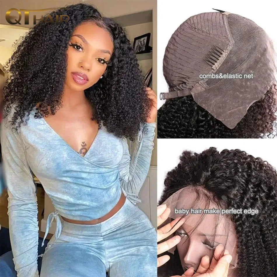 QT Afro Kinky Curly Lace Front Wigs 13x4
