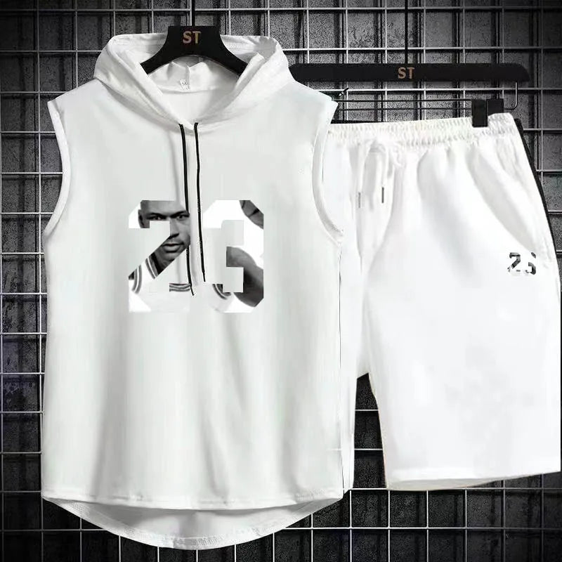 Men's track suit summer sportswear two-piece t-shirt shorts