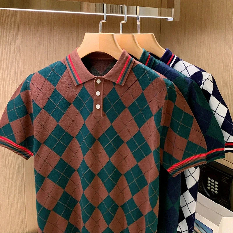 Spring Summer Men Short Sleeve Polo Shirt Male