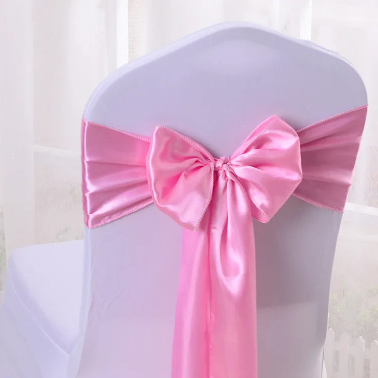 10/50/100pcs Satin Chair Bow Sashes Wedding Chair Knots