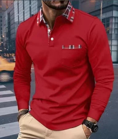 SpringAutumn Men Long Seeved Polo Shirt Casual Sports