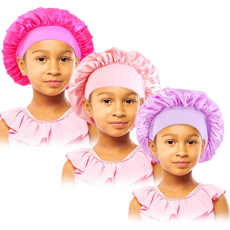3PCS/LOT Children Elastic Sleepcap Kids Simple Solid Color
