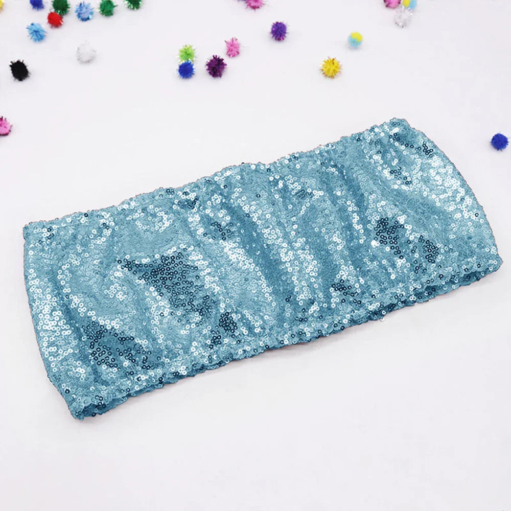 10/50pcs Gold Sequin Chair Sashes Sliver Party Chair