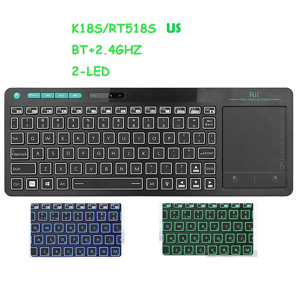 Rii K18Plus/K18S 2.4G Wireless Keyboard with Touchpad Mouse