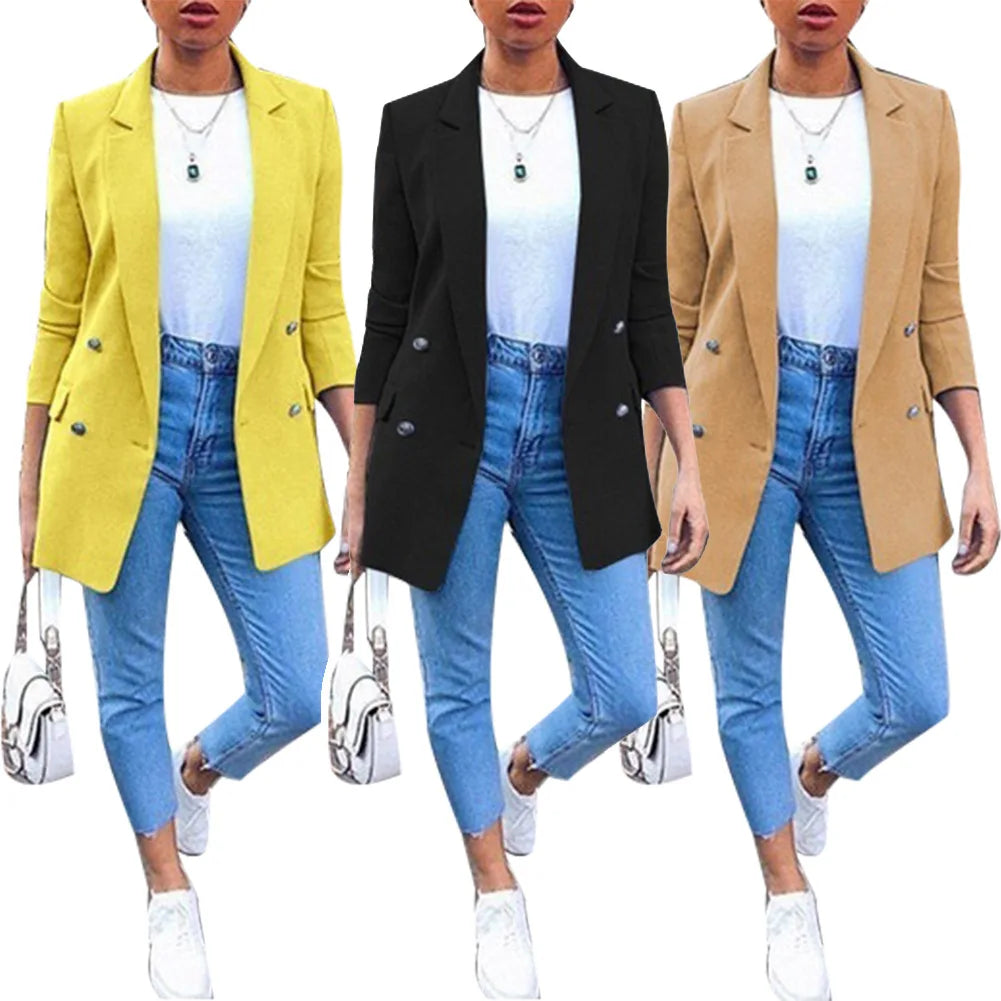 New Autumn Winter Women Blazer Coat Long-Sleeved Small