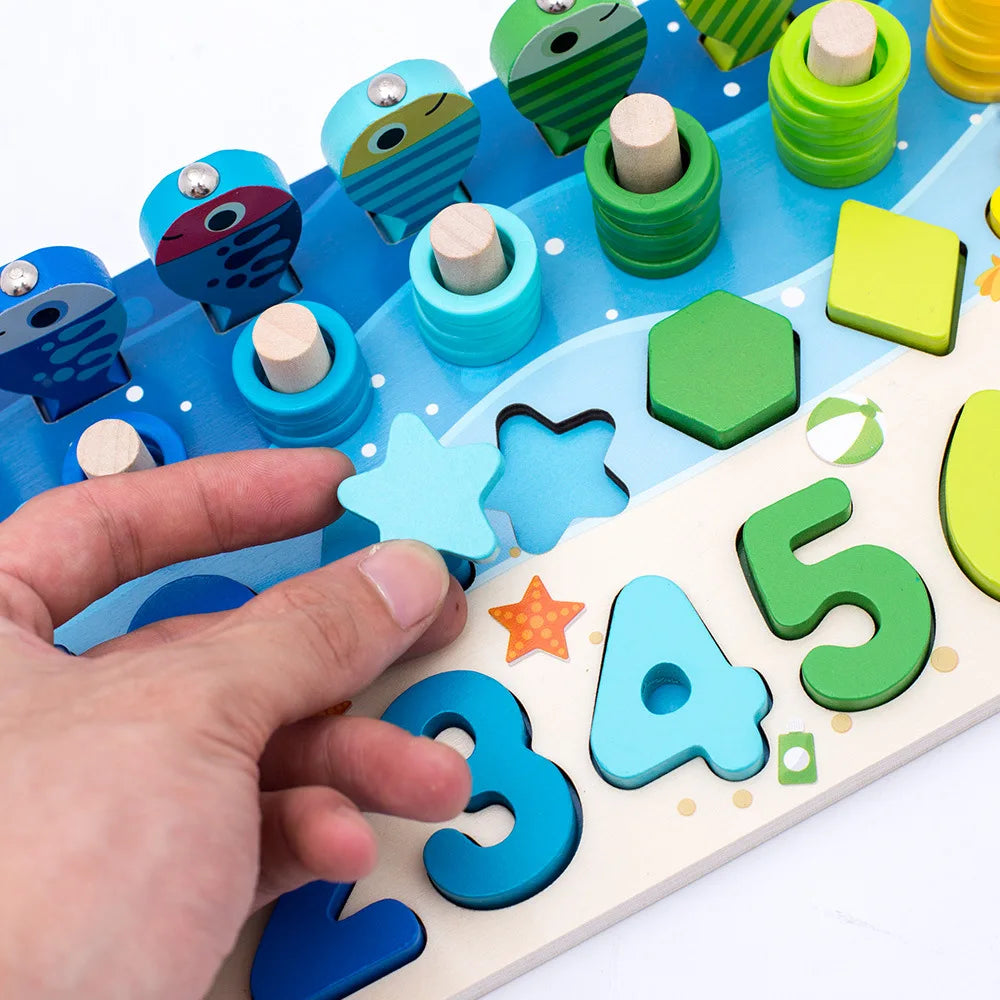 Kids Montessori Math Toys Toddlers Educational Wooden Puzzle