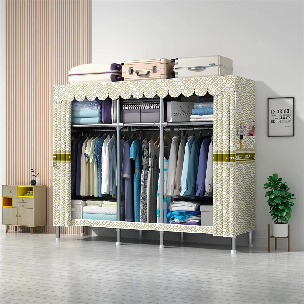 LEEGOHOME Wardrobe 85/110/130/150/170x45CMx170CM Closet Wardrobe with 23MM Steel