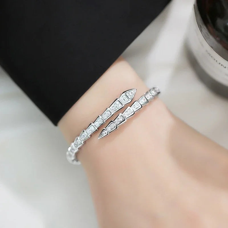 2024 New Design Fashion Silver color Zircon Snake