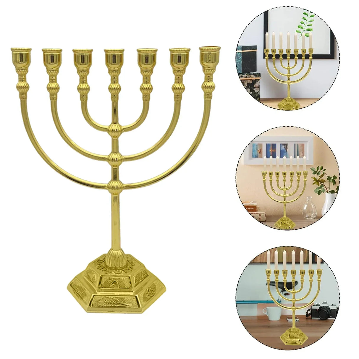 7 Branch Menorah Candle Holder Jerusalem Temple 12