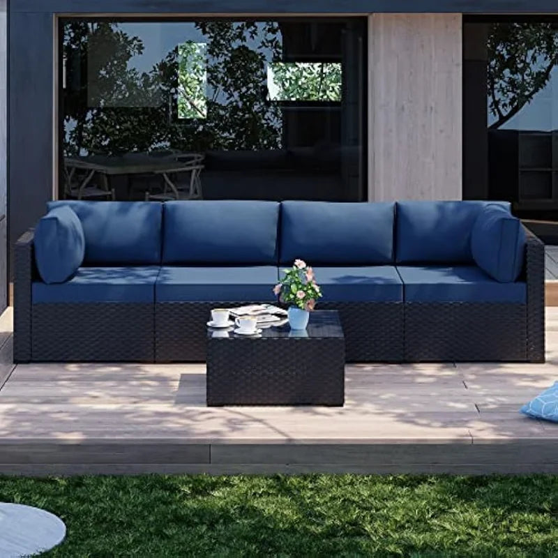 Shintenchi 5 Pieces Outdoor Patio Sectional Sofa Couch,