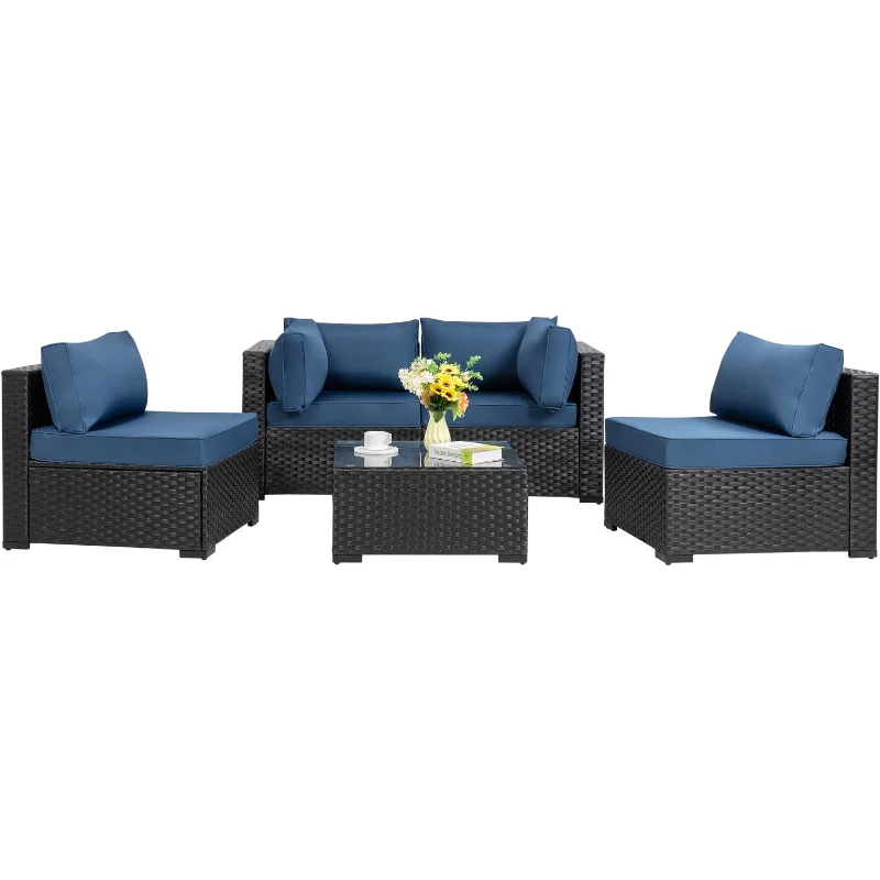 Shintenchi 5 Pieces Outdoor Patio Sectional Sofa Couch,