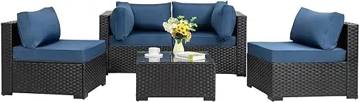 Shintenchi 5 Pieces Outdoor Patio Sectional Sofa Couch,