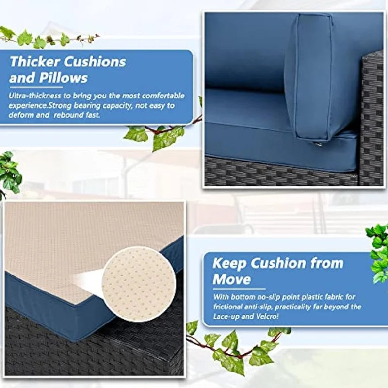Shintenchi 5 Pieces Outdoor Patio Sectional Sofa Couch,