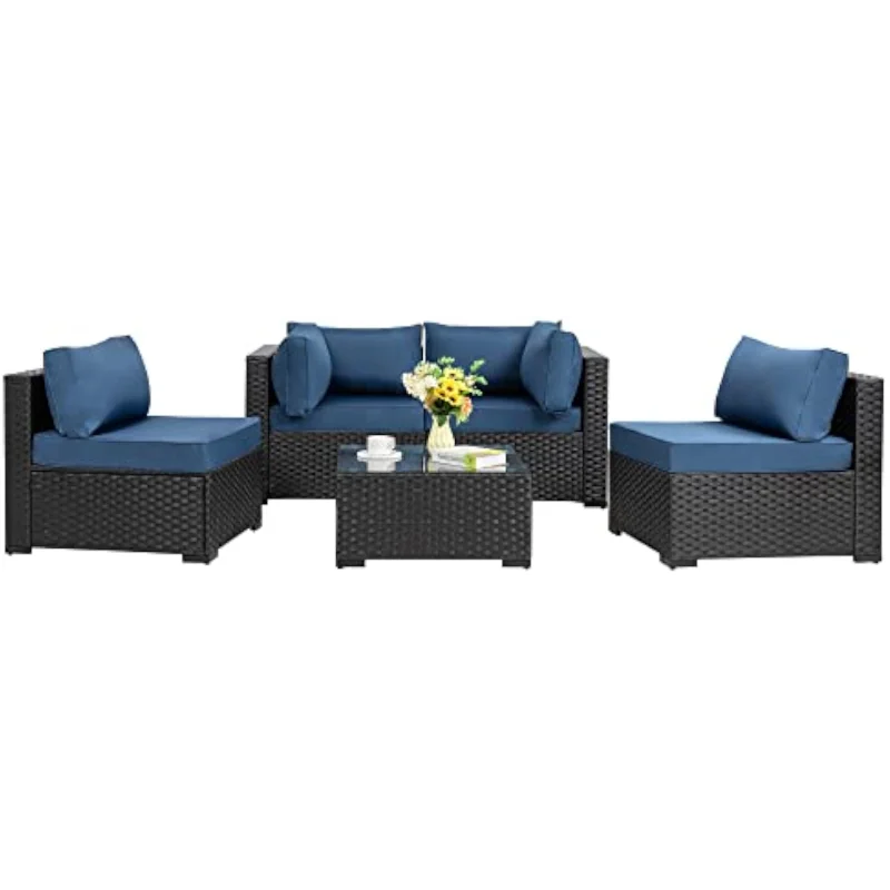 Shintenchi 5 Pieces Outdoor Patio Sectional Sofa Couch,